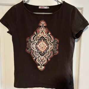 Brown Bedazzled T-shirt